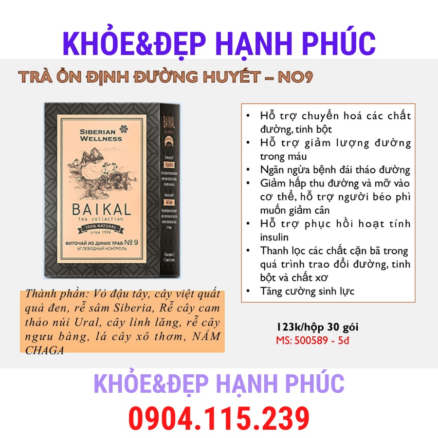 [ Trà Baikan N9 tiểu đường ] Thực phẩm bảo vệ sức khỏe Trà thảo mộc Baikal tea collection. Herbal tea №9 – 30 túi/hộp