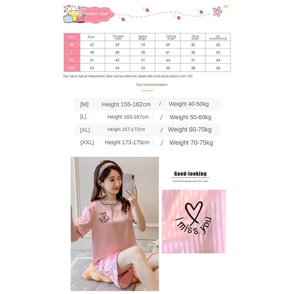 Bộ Đồ Ngủ Lụa Satin 2 Chi Tiết Cho Nữ