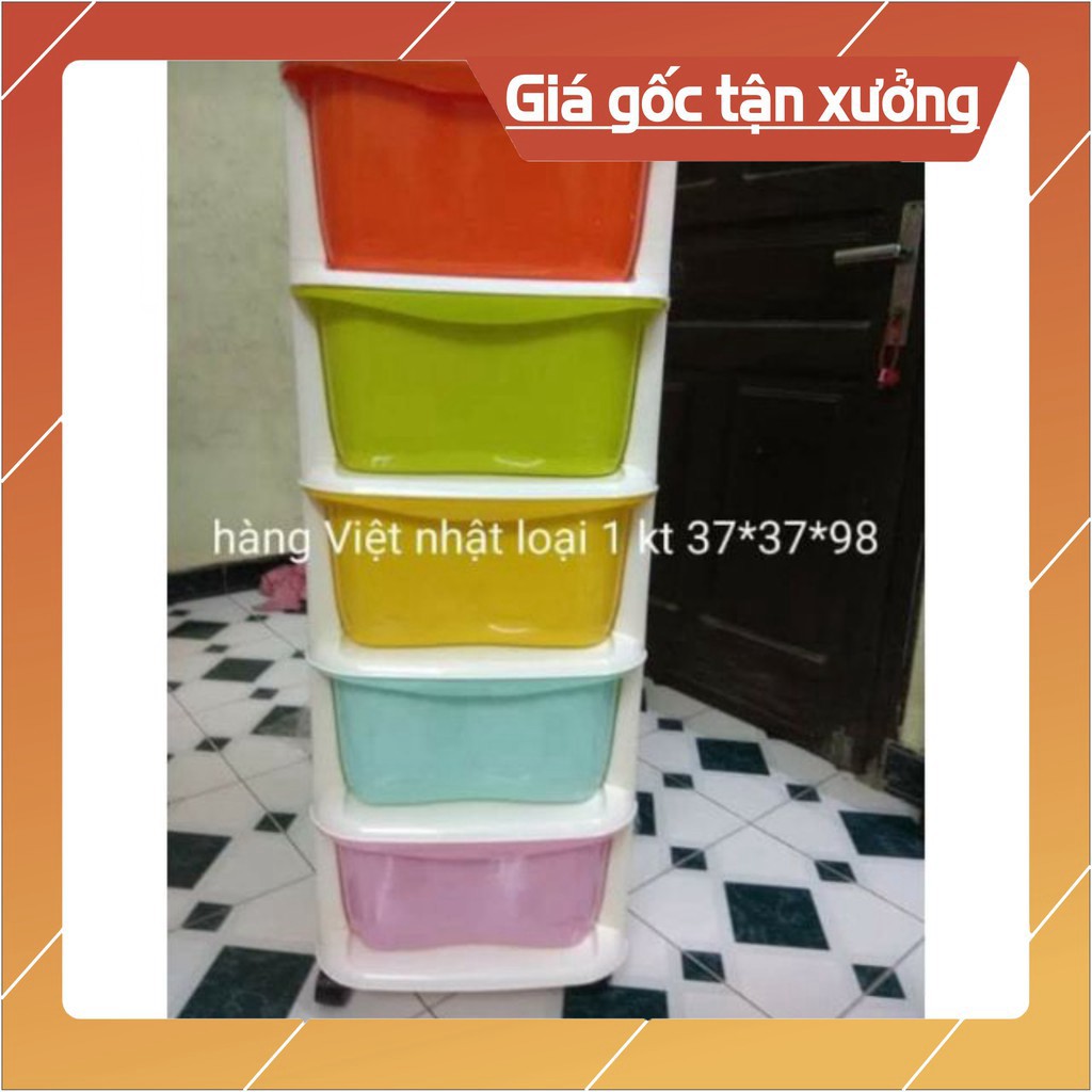 Tủ nhựa Việt Nhật đa sắc 5 tầng cho bé kích thước 37*37*98cm