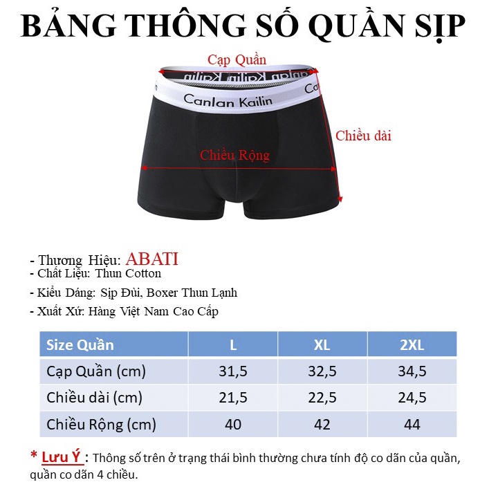 Quần lót nam ck boxer thun lạnh co dãn 4 chiều thông hơi thoáng mát mềm mịn cao cấp quần sịp đùi ABATI
