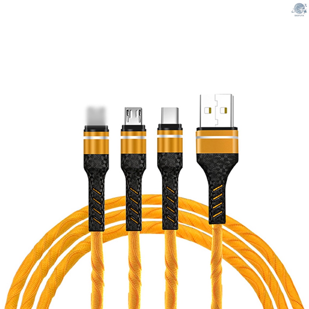 BF 3-IN-1 USB Charging Cable Multi Charger Line Type C Micro USB Connector Replacement for iPhone iPad Samsung Huawei  Charging Cable