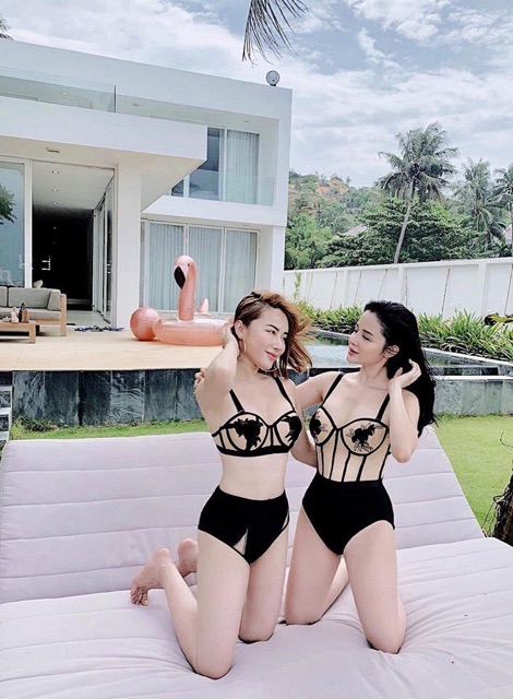 [New 2020] Bikini đồ bơi cúp ngực phối ren nude sexy