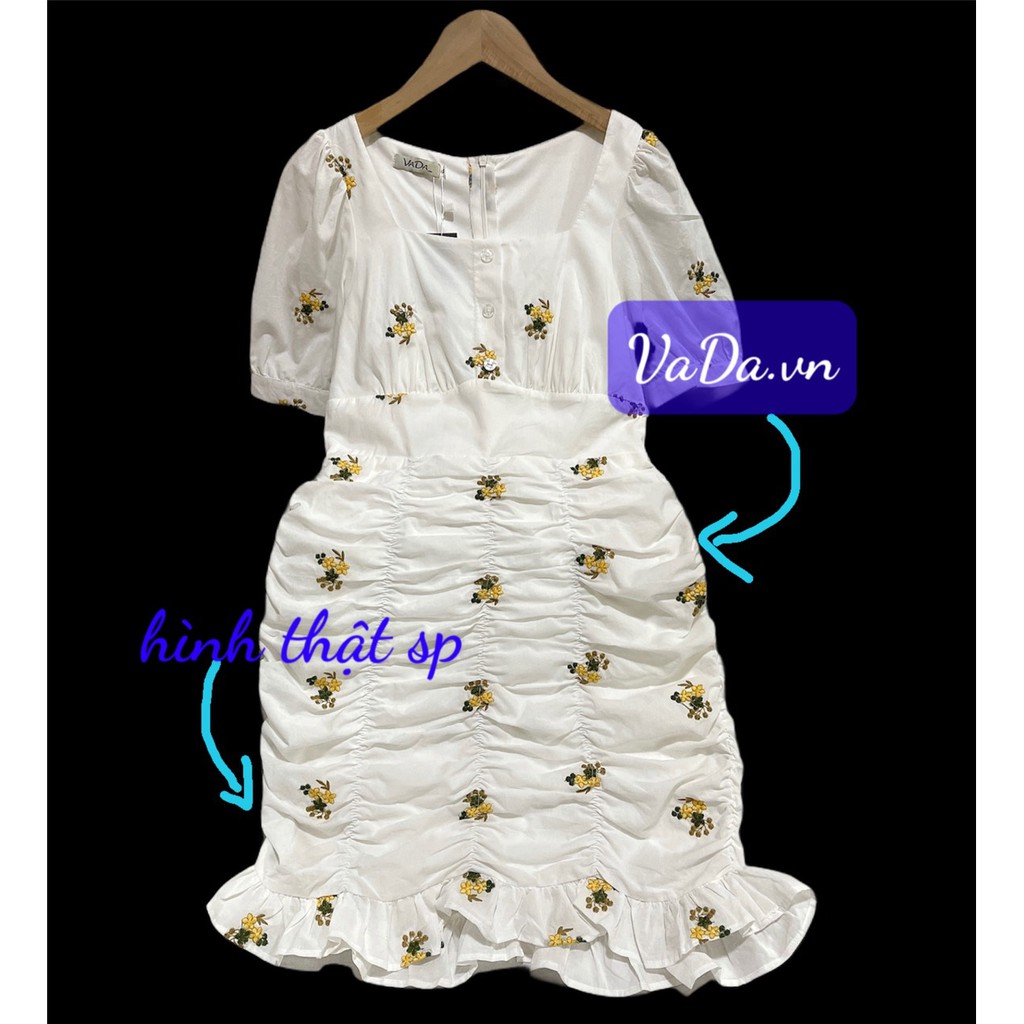 Đầm body dự tiệc hoa thêu cổ vuông dễ thương , đi học , đi chơi , cafe , đi tiệc  - Thời Trang VADA (V2) | BigBuy360 - bigbuy360.vn