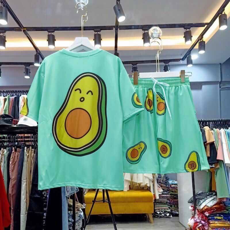 Quần áo hè nam nữ bộ thể thao đẹp cao cấp bộ mặc nhà cộc tay vải thun cotton hoạ tiết hoạt hình