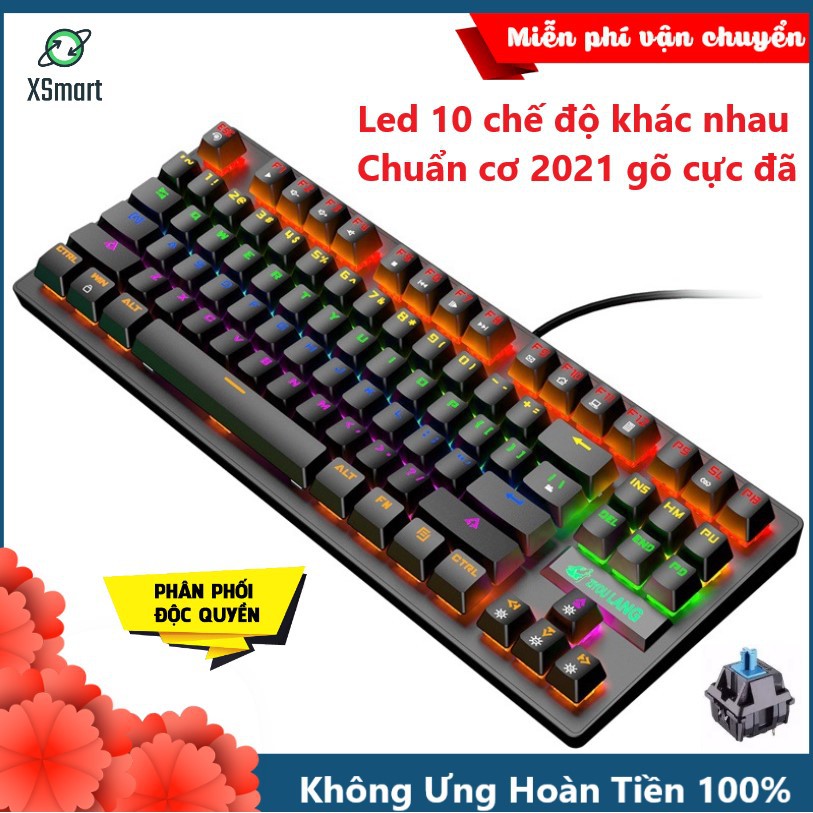 Bộ bàn phím cơ và chuột chơi game có dây Full Led đổi màu cực đẹp kiểu dáng gaming K2 đen + V5 tia sét