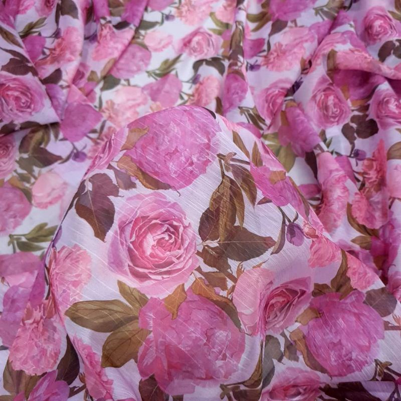 Vải tơ xước hoa tím hồng