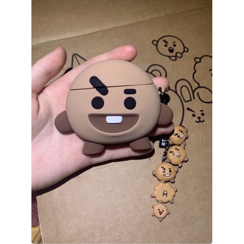 Combo BT21 Airpod Case + Waggle Keyring | Vỏ đựng airpod + móc khoá waggle chính hãng