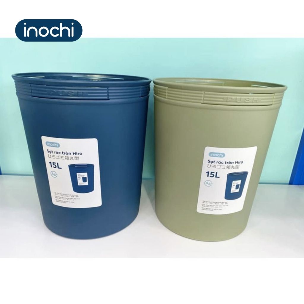 Sọt Rác Nhựa Tròn INOCHI 15 Lít Thiết Kế Không Nắp Nhỏ Gọn, Đựng Rác Gia Đình, Văn Phòng, Khách Sạn Tiện Lợi