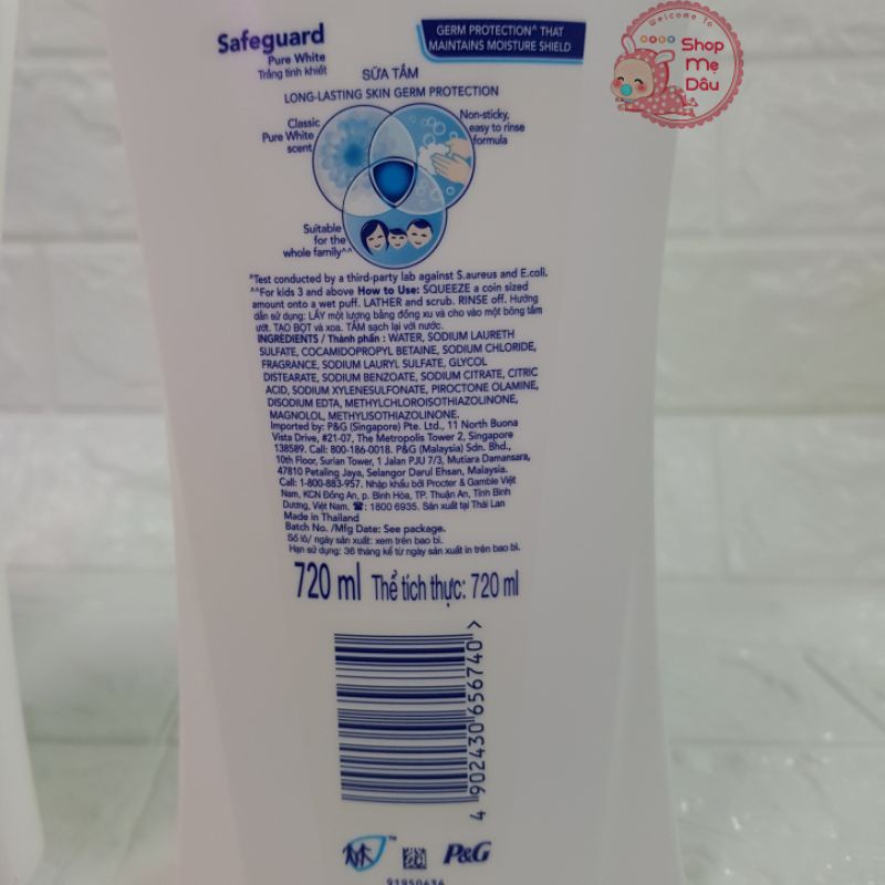 (XẢ KHO) DATE 11/2024 - Sữa Tắm SafeGuard Diệt Khuẩn 720ml