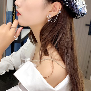 Khuyên kẹp vành tai hoa tuyết đính đá lấp lánh