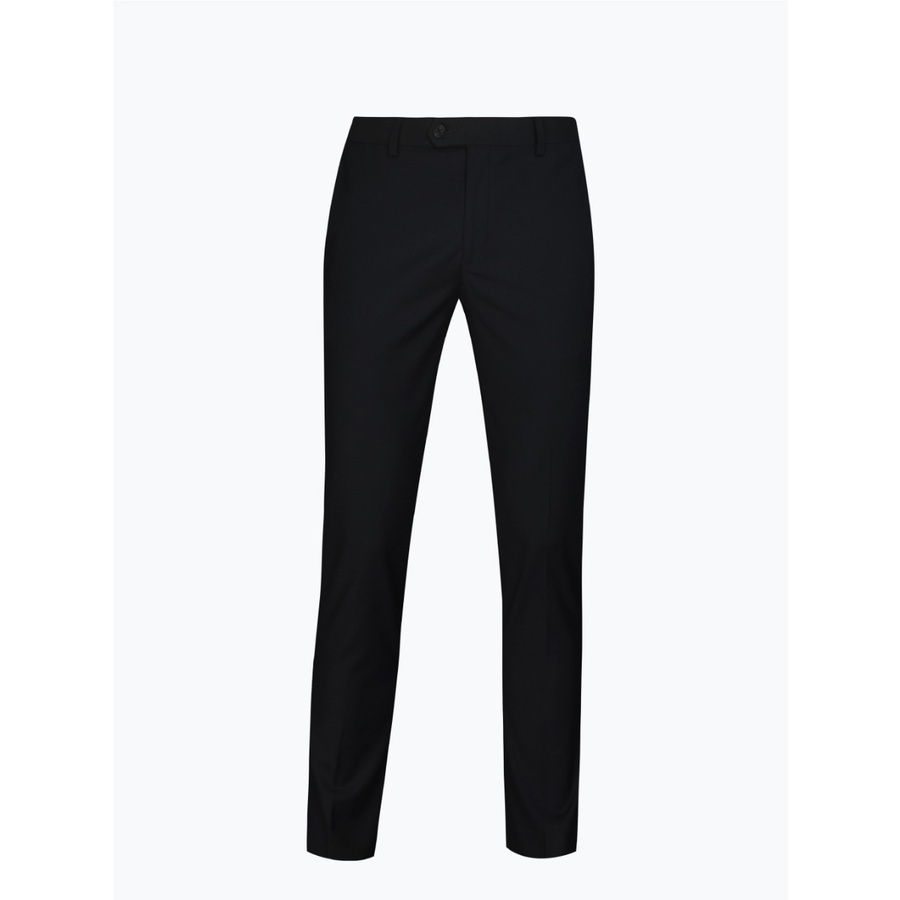Quần âu tây nam công sở cao cấp OWEN QST220511 dáng slim fit ống ôm cạp chun dài chân màu navy trơn vải sợi tổng hợp