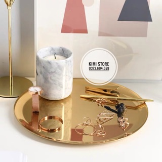 Khay Gold Tròn to để mỹ phẩm