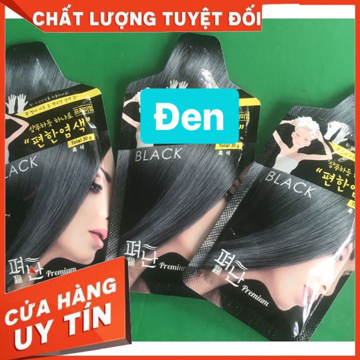 [ CHÍNH HÃNG] gói  gội nhuộm  thảo dươc PYEONAN hàn quốc 30g  , có 3 mau, đen  nâu đen nâu socola  cho ban mái tóc như ý