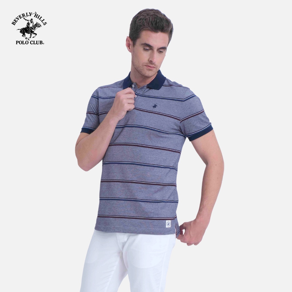 Beverly Hills Polo Club - Áo polo Ngắn tay Nam Regularfit Sọc xám đỏ SGR- BHPC PMRSS20TL125