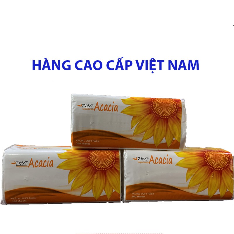 Combo 10 gói Giấy ăn rút lụa Acacia cao cấp 260 tờ 2 lớp