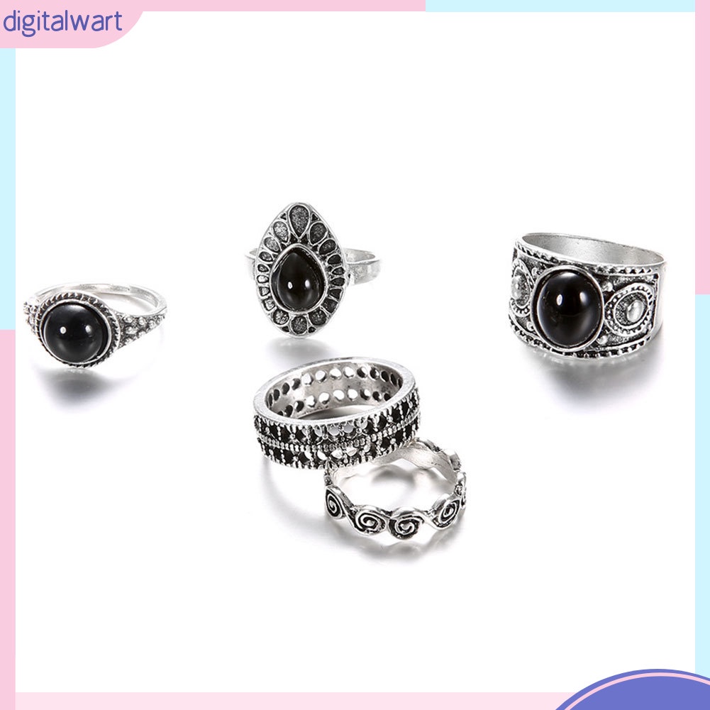 Bộ 5 Nhẫn Đeo Đốt Tay Phong Cách Vintage Xinh Xắn