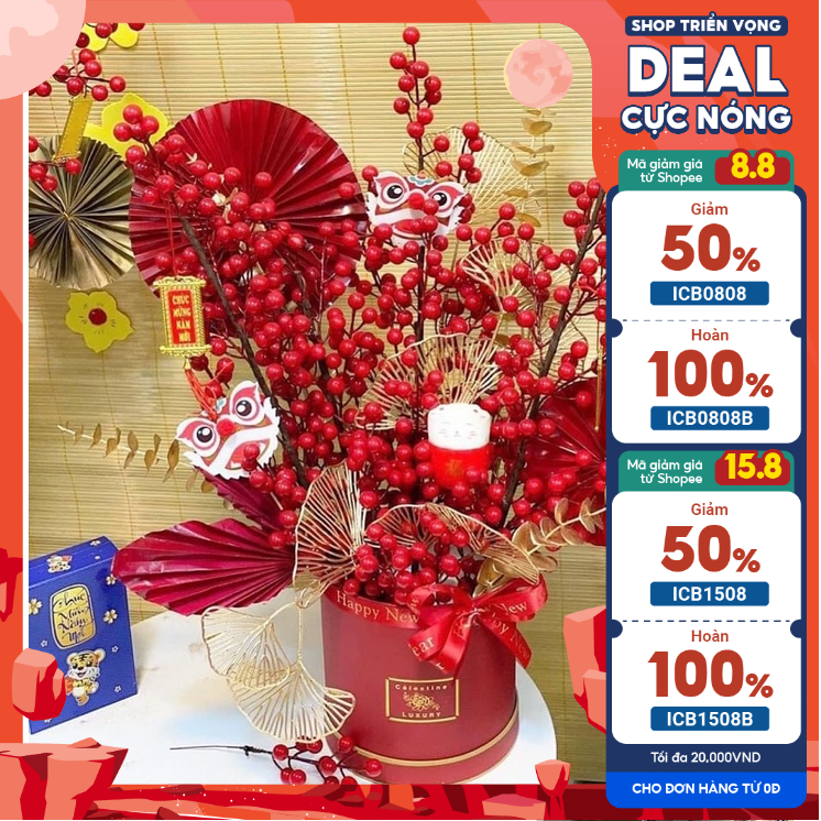 SET 3 HỘP GIẤY CẮM HOA GIÁ XƯỞNG ĐỎ SIZE 19