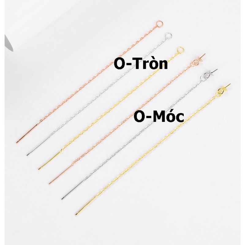 [B7T1] Phụ kiện trang sức (DIY) - Cặp (2) bông tai bạc trống hạt kiểu thả tự do điều chỉnh 2 chiều