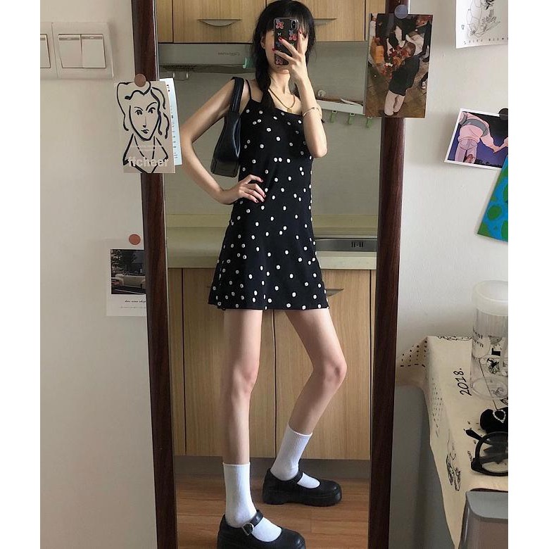 200664 Váy 2 dây hoa cúc nhí cho nữ dáng ôm co giãn tốt chất mềm mát - SIZE M,L SALE | BigBuy360 - bigbuy360.vn