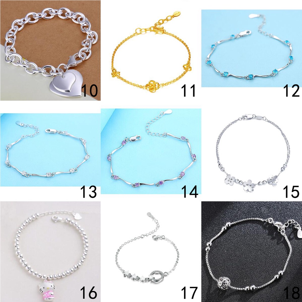 Vòng tay mạ bạc 925 50 mẫu tùy chọn thời trang Hàn Quốc S003