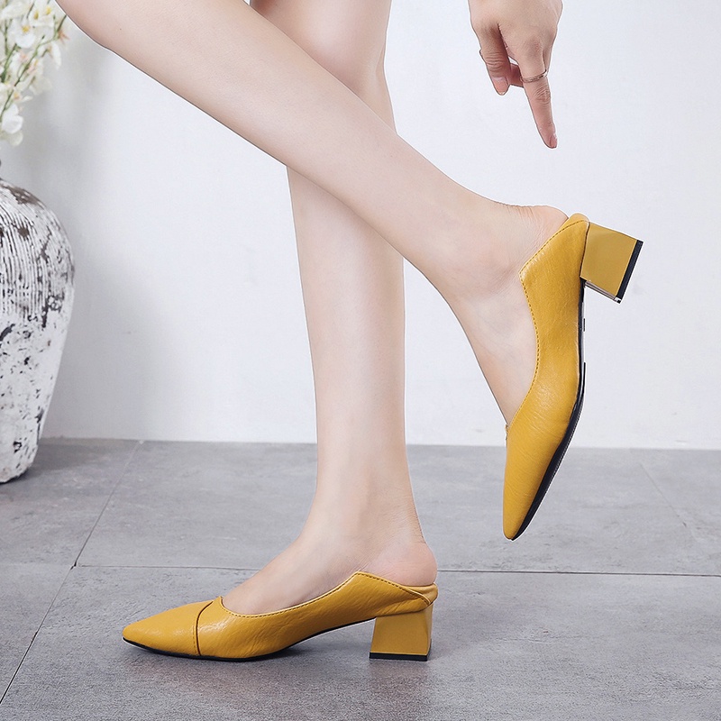 Giày Cao Gót Nữ Mũi Nhọn Màu Trơn Thời Trang