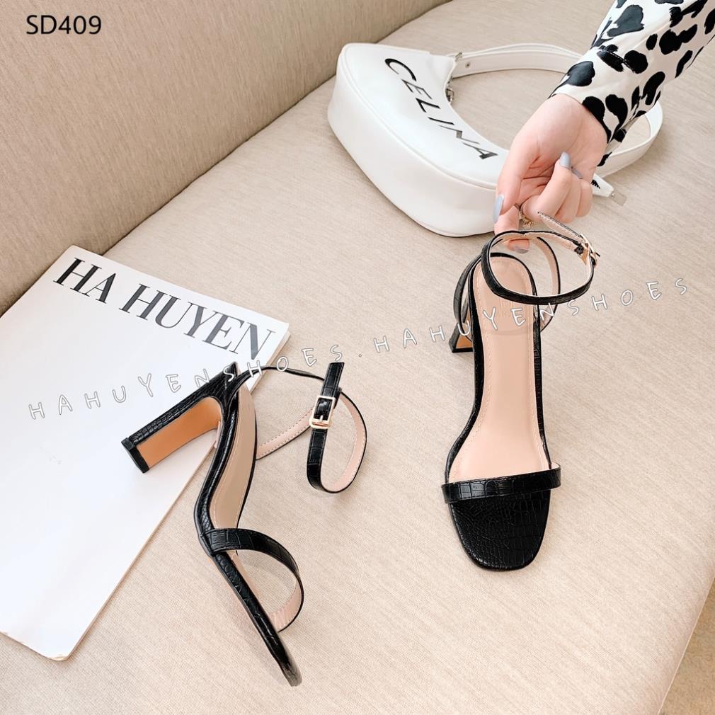Sandal nữ Hà Huyền Shoes da cá sấu hở gót gót dẹt 8 phân - SD409 _Vn(8 !