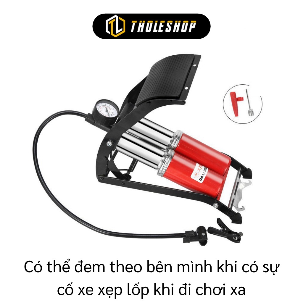 Bơm Xe Máy GIGAHOME Dụng Cụ Bơm Xe Lốp Ô Tô, Xe Đạp Đạp Chân 2 Ống, Có Đồng Hồ Đo Áp Suất 9250
