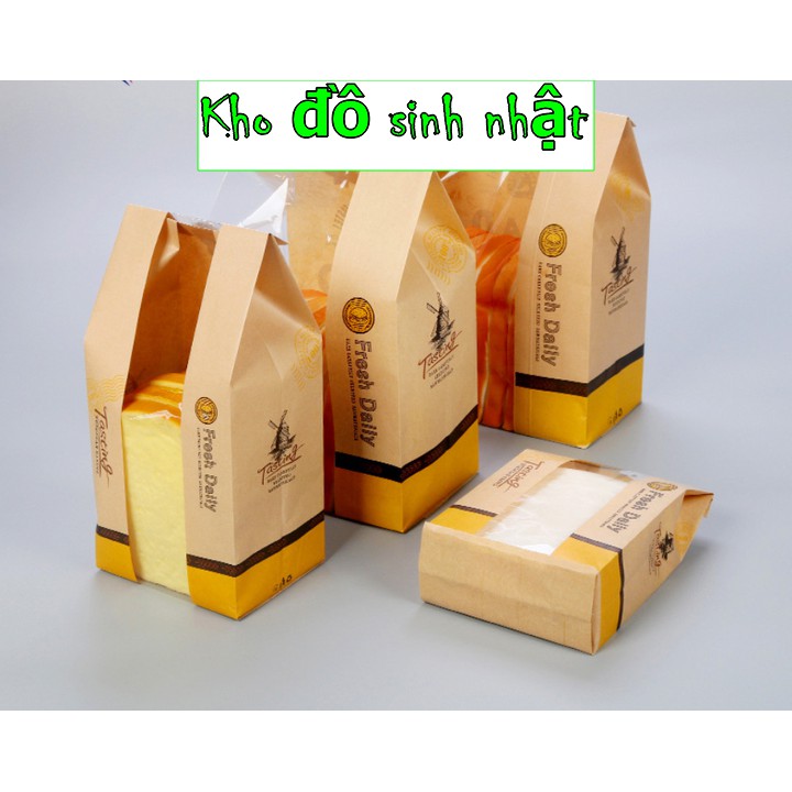 Sỉ 10 chiếc túi bánh mì hoa cúc, túi đựng sanwich, bánh cookie