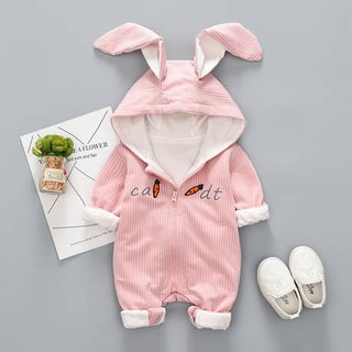 Body ủ thỏ hồng tai dài cho bé 0 - 12 tháng