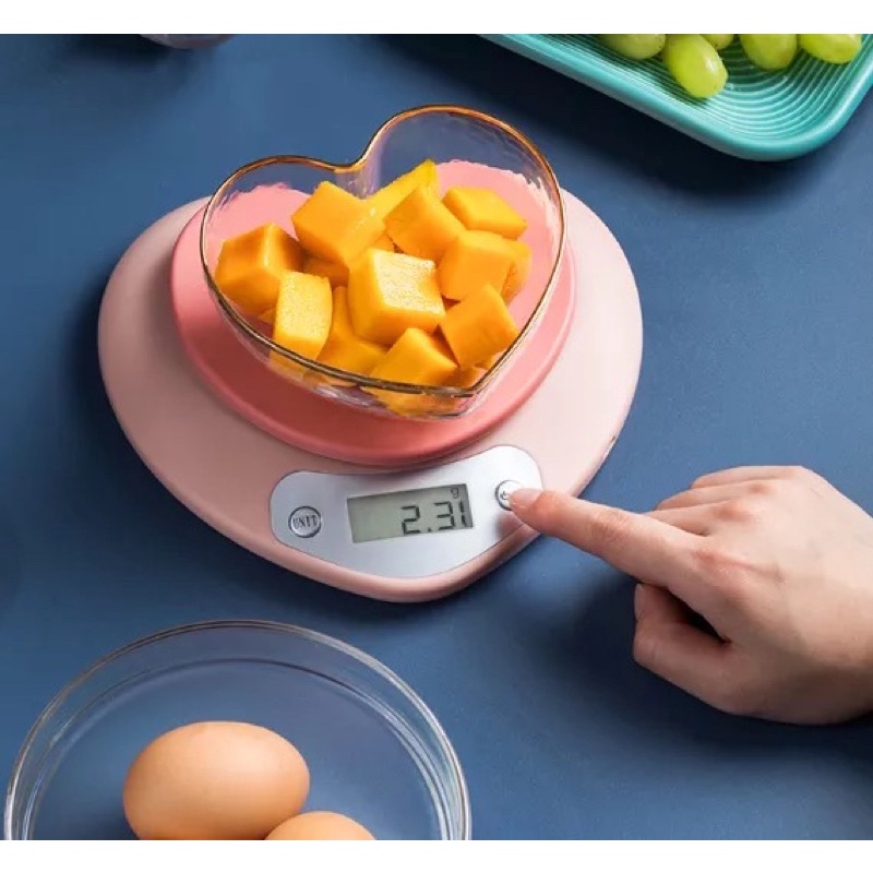 Cân điện tử nhà bếp mini hình trái tim hồng