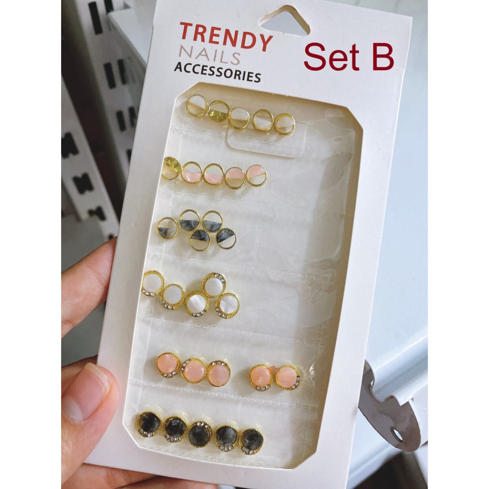 Set Túi phụ kiện, charm, đá thạch anh cao cấp đính móng tay