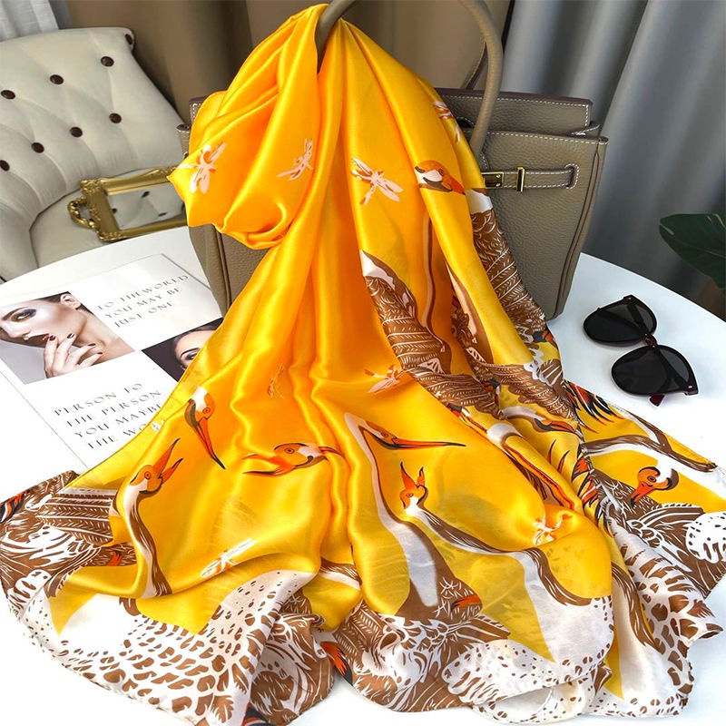 Khăn Choàng Lụa Satin Cao Cấp Chống Nắng In Họa Tiết Thời Trang Cho Nữ