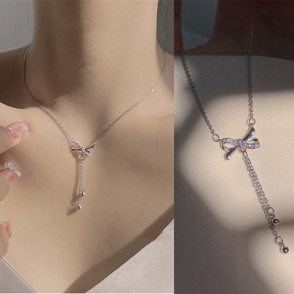 Vòng Cổ Choker Dáng Dài Đính Nơ Tua Rua Phong Cách Hàn Quốc Đơn Giản Dành Cho Nữ