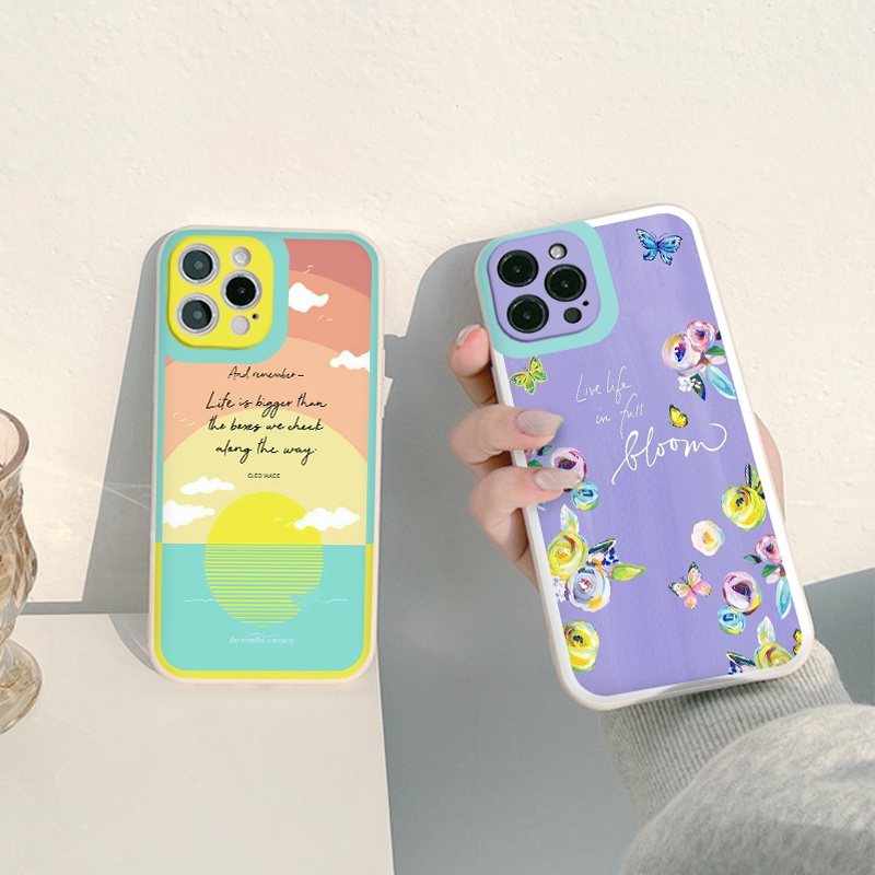 ỐP IPHONE BẢO VỆ CAM CHỐNG BỤI vuông cạnh ốp lưng 12 pro max Biển Hoa tím full case 6 đến 13promax tr219