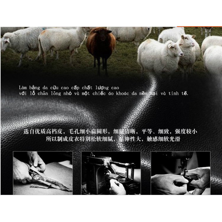 Áo da nam da cừu lớp đầu  Playboy/áo da cổ bẻ