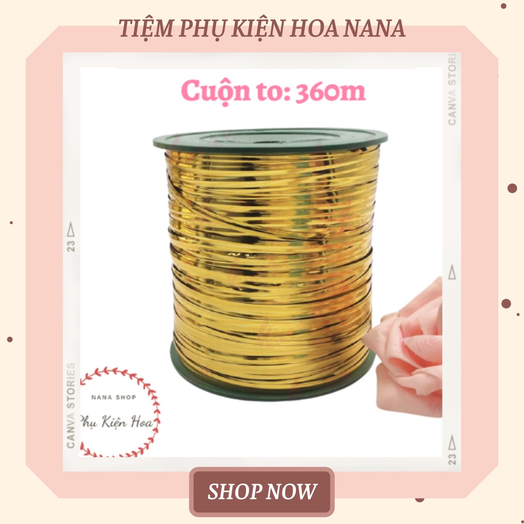 Dây kẽm kim tuyến cuộn bé 91m, cuộn to 360m, gói 700 dây dài 10cm, màu vàng/trắng, buộc túi, hoa, nơ, quà