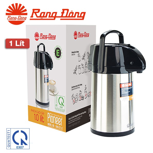 Phích Giữ Nhiệt Inox Cao Cấp Rạng Đông 1L-2L, Có Cần Bơm Nước, Đế Xoay 360 Độ