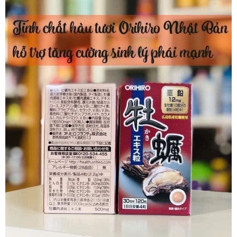 Viên uống tinh chất hàu tươi Orihiro Nhật Bản 120v