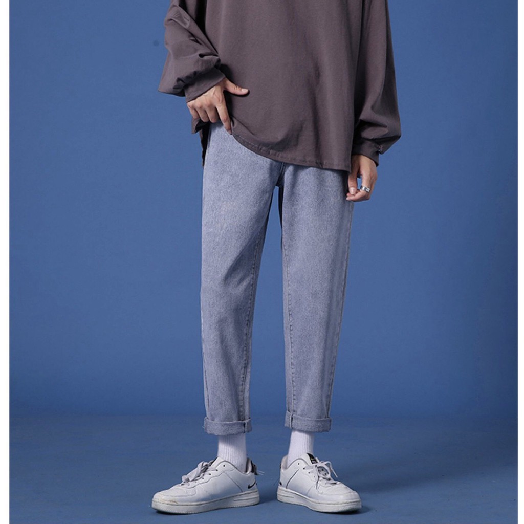 Quần jean ống rộng TR03 suông đứng phong cách đơn giản thời trang, hot 2021