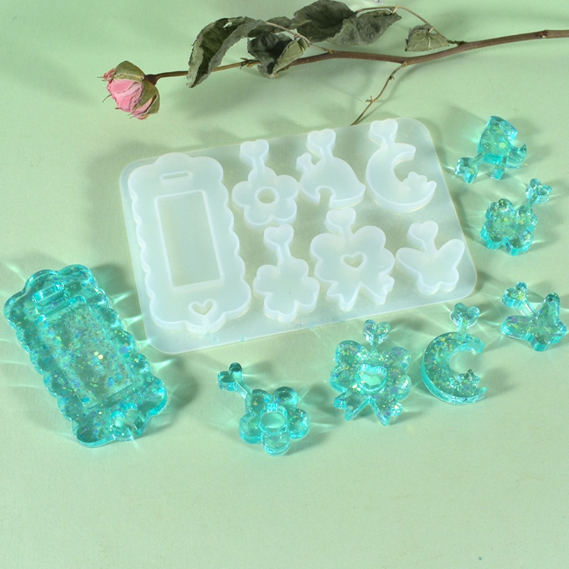 Khuôn làm móc khóa hình bông hoa bằng resin