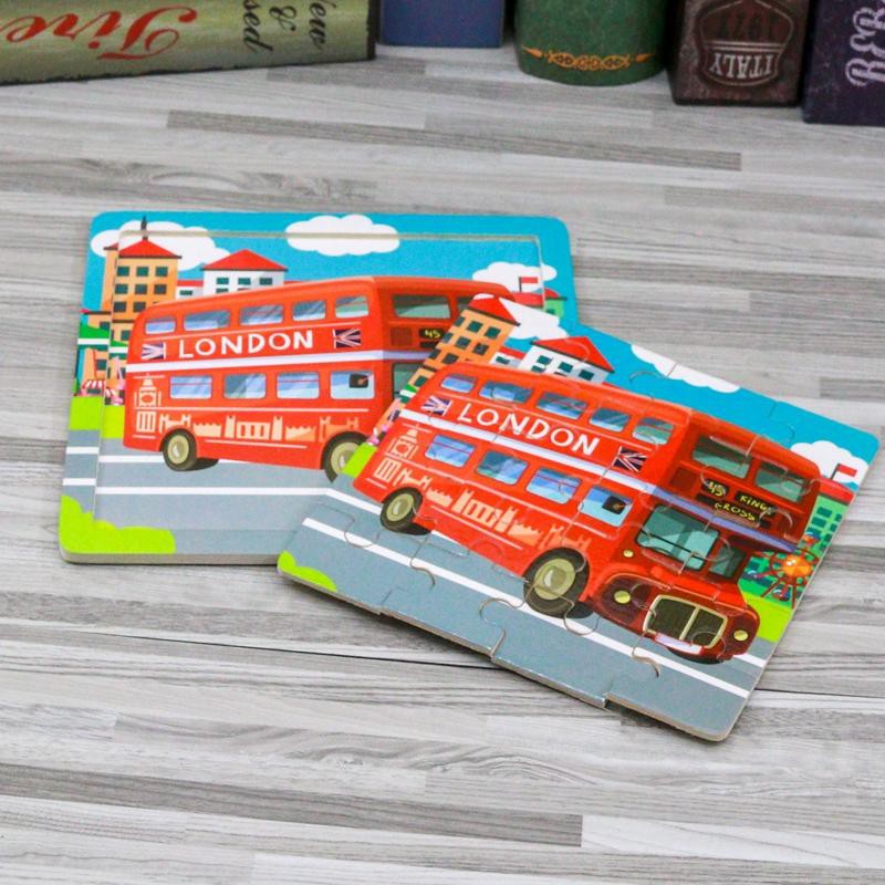 Bộ 3 Tranh Ghép 16 Miếng Chủ Đề Động Vật Và Phương Tiện Giao Thông Bằng Gỗ Cho Bé