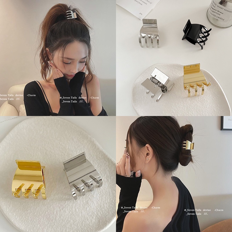 Kẹp tóc 17KM từ kim loại màu vàng/bạc thời trang