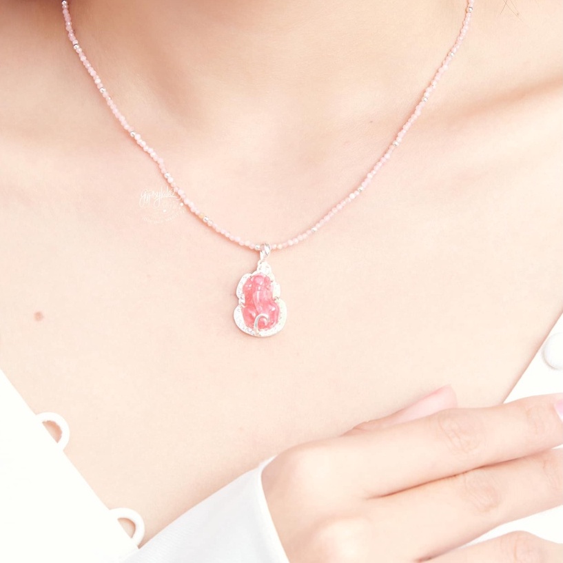 Mặt Dây Chuyền Tỳ Hưu Đá Đào Hoa Thiên Nhiên Phong Thuỷ SP003917 Gypsy.lala