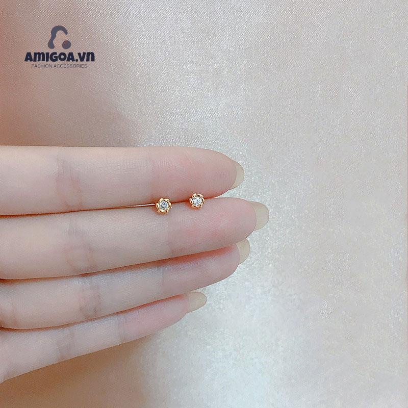 Khuyên Tai Hình Vương Miện Đính Đá Zircon Dễ Thương Cho Nữ