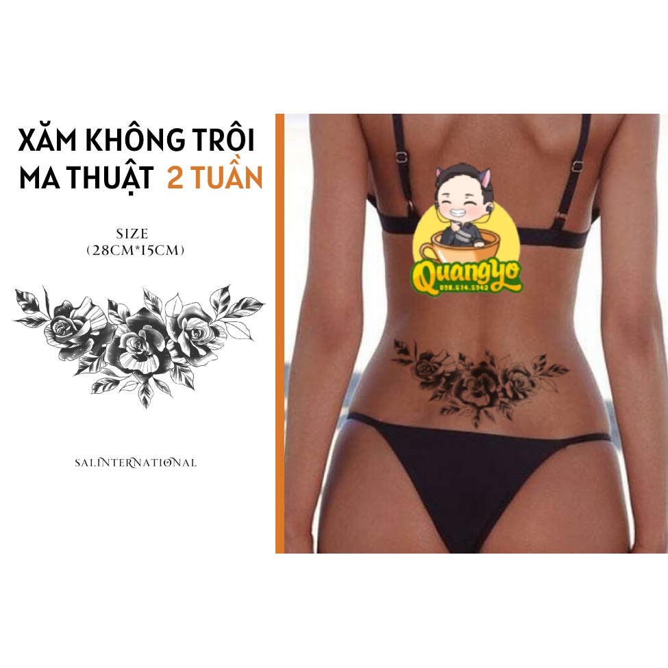 [TIKTOK TATTOO] Hình xăm kín ngực hoa hồng, đầy lưng, 100% chống nước 15 ngày như thật, Xăm giống Inkaholic