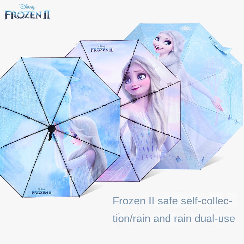 ♛Dù Gấp Tự Động Chống Nắng In Hình Công Chúa Elsa Cho Bé Gái Tiểu Học