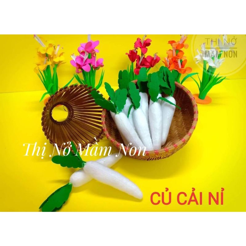 Củ cải trắng nỉ đồ dùng mầm non - củ quả nỉ