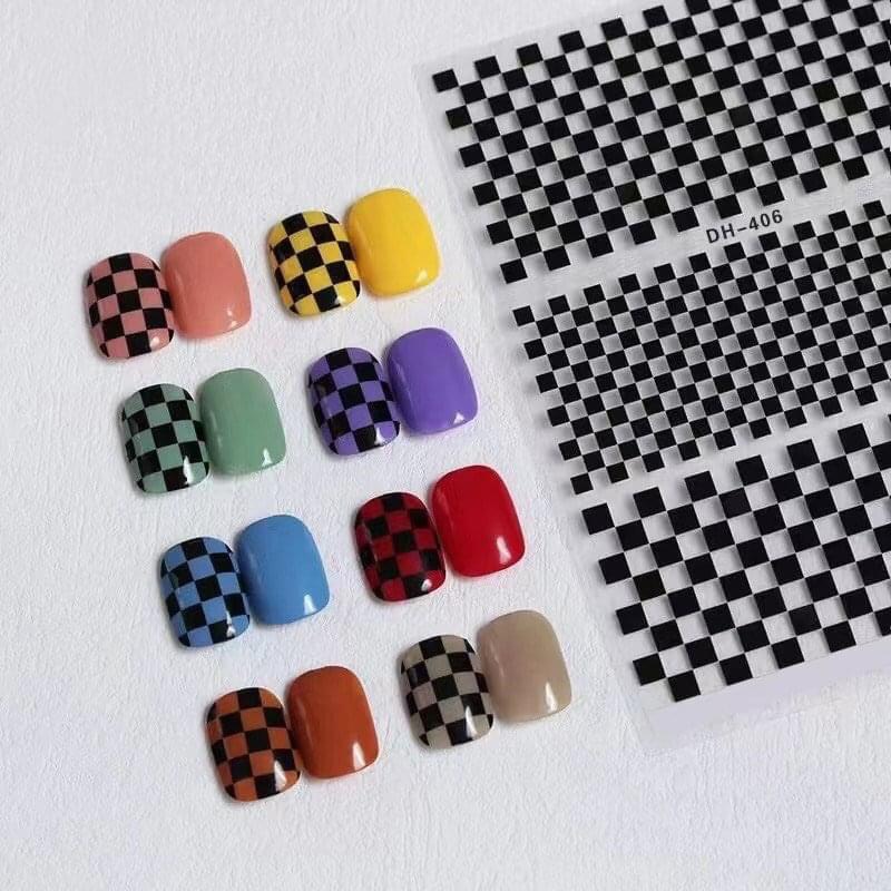 Sticker Dán Móng Kẻ Ca Rô