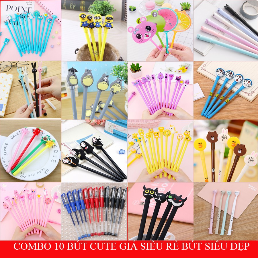 Combo 10 bút gel nước cute 16 mẫu khác nhau