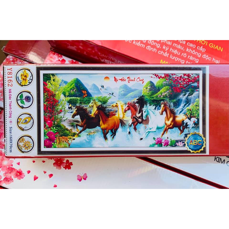 Tranh đính đá mã đáo thành công y8162(160x70) Y8163 (200X90cm)